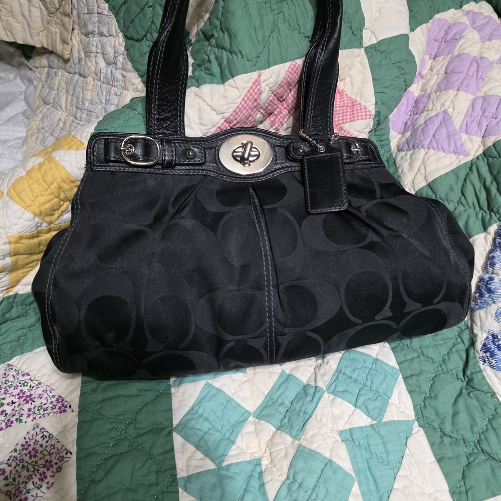 Coach Black Shoulder Bag with Signature Design